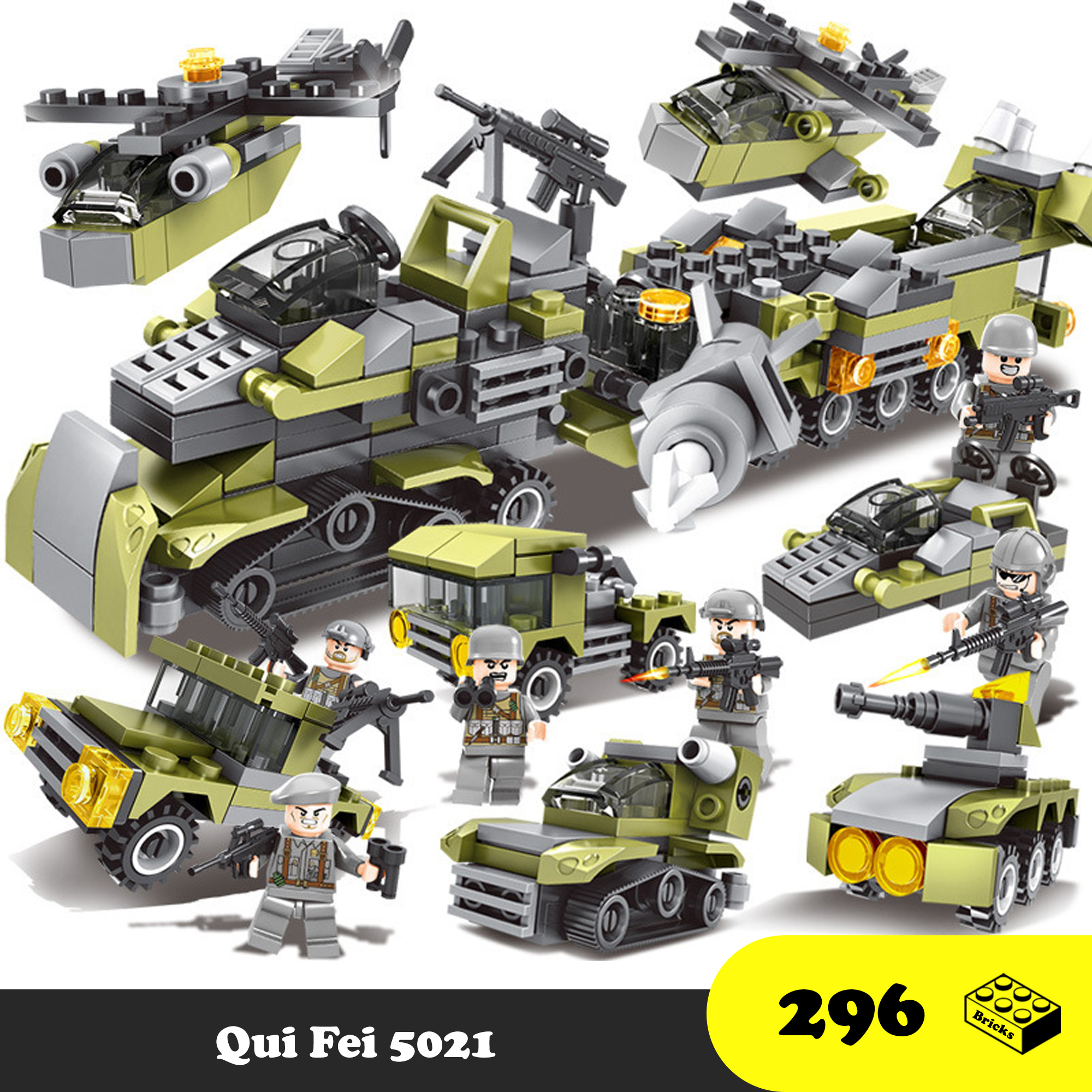 Lego tàu quân sự chiến đấu - Lego Army Train 6 in 1 DL-K015 - Đồ chơi trí tuệ 296 mảnh ghép