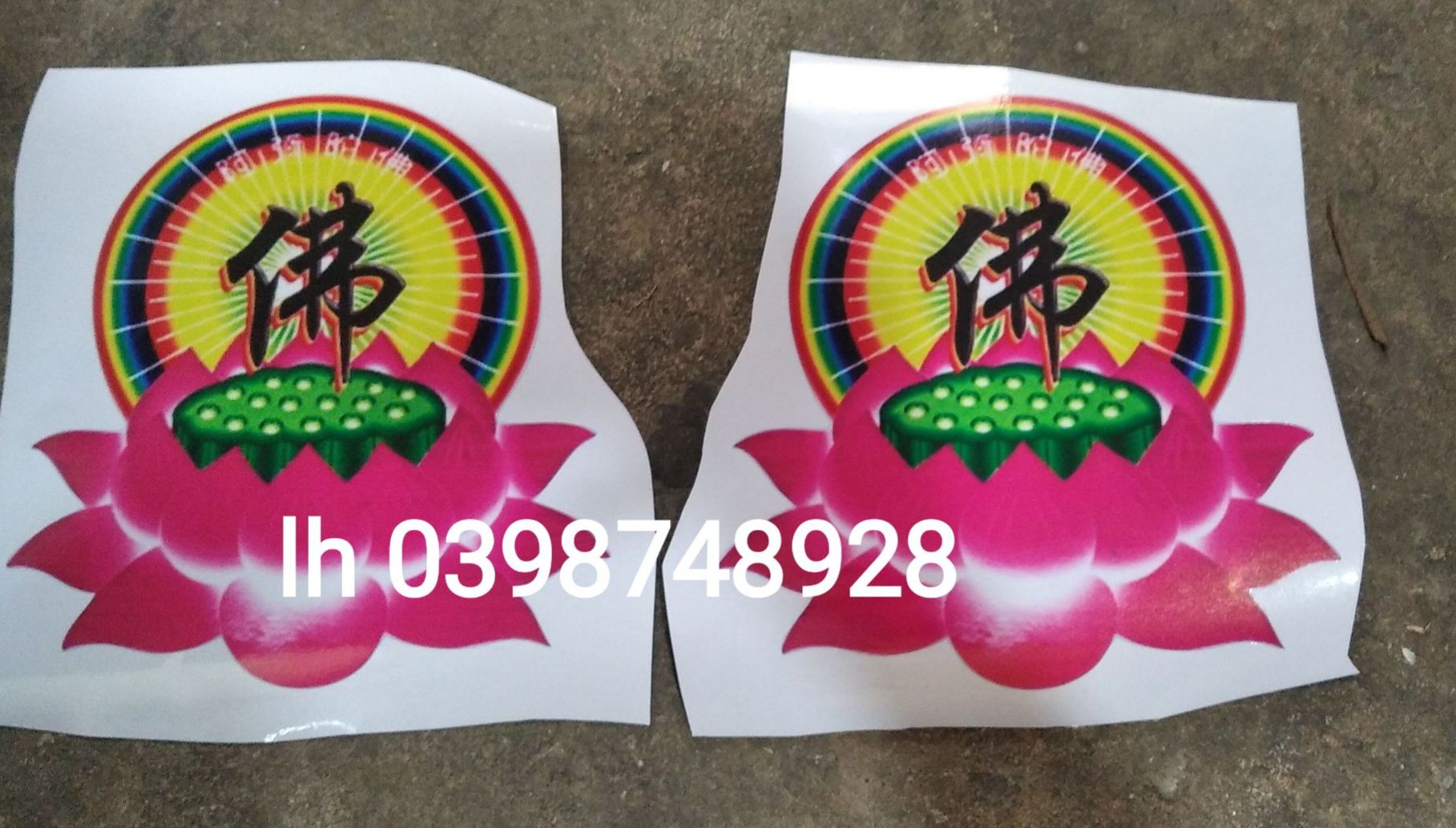 Tem decal bông sen dán trang trí xe tải, xe ô tô
