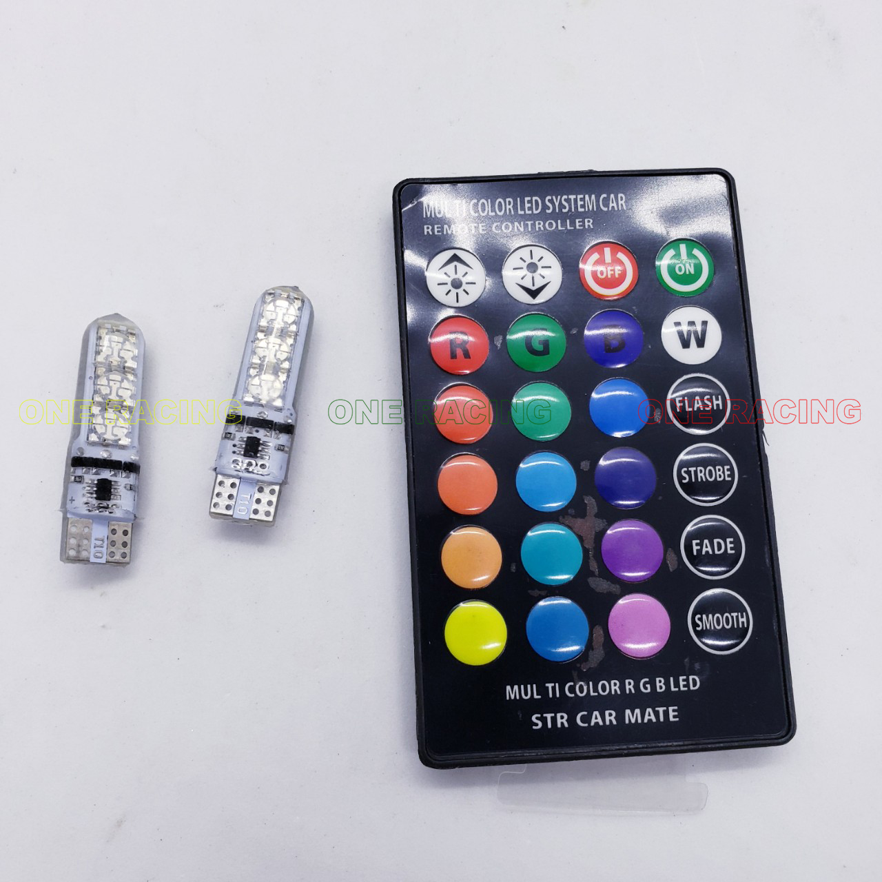 Đèn led demi xi nhan xe máy T10 16 màu điều khiển từ xa có remote