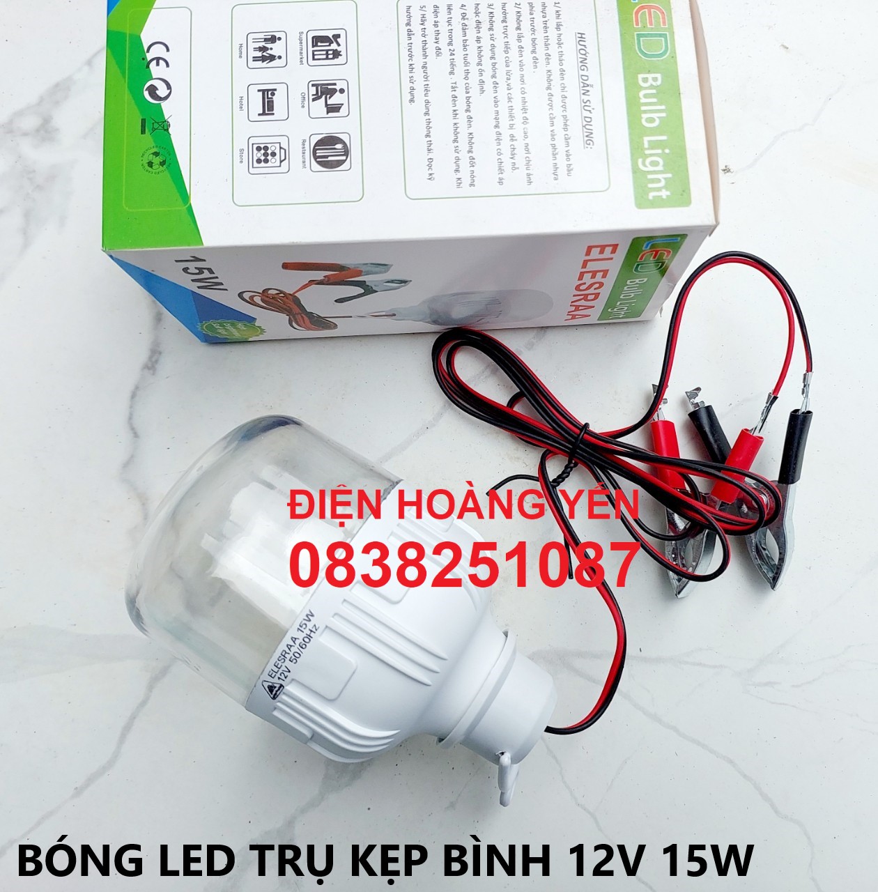 Bóng đèn led kẹp bình 12v 15w