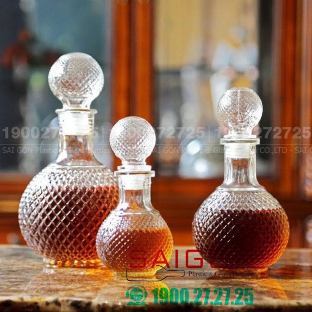 Bình thuỷ tinh tròn kim cương sang trọng 750ml | bcr.tc-750