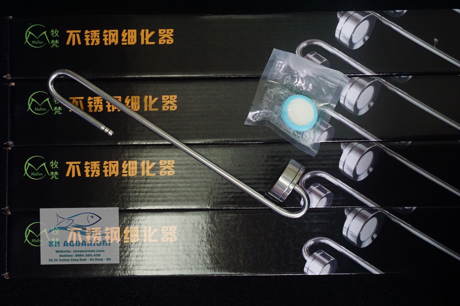 Sủi CO2 Inox treo thành bể cá cảnh, thuỷ sinh Mufan 35cm