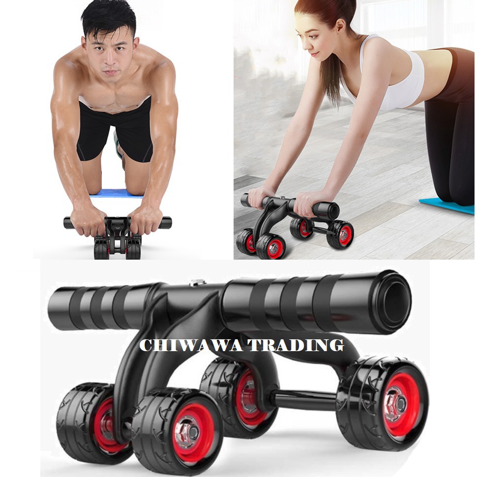 Con lăn tập cơ bụng 4 bánh cỡ lớn tặng thảm lót dụng cụ tập thể dục cơ ngực cơ bụng hiệu quả