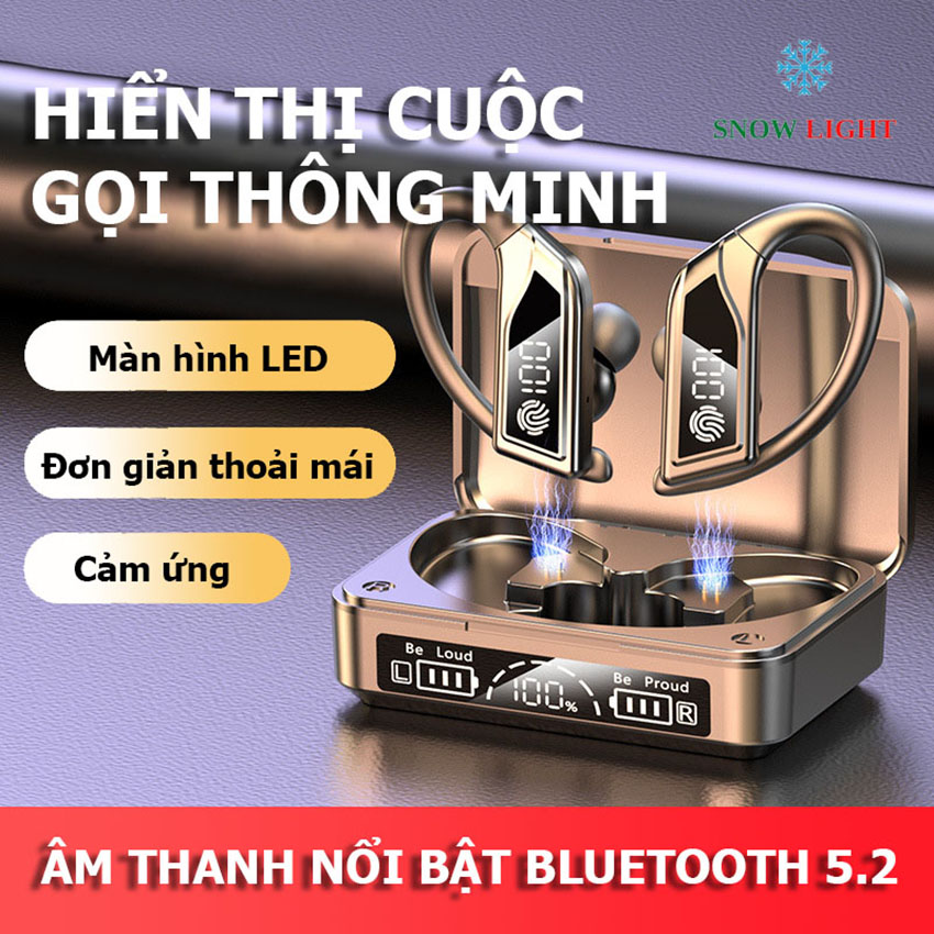 Tai Nghe Bluetooth 5.2 Q8 SnowLight Tai nghe không dây nhét tai chơi game nghe nhạc, tai nghe dáng đẹp, tinh tế, âm thanh sắc nét, nút cảm ứng