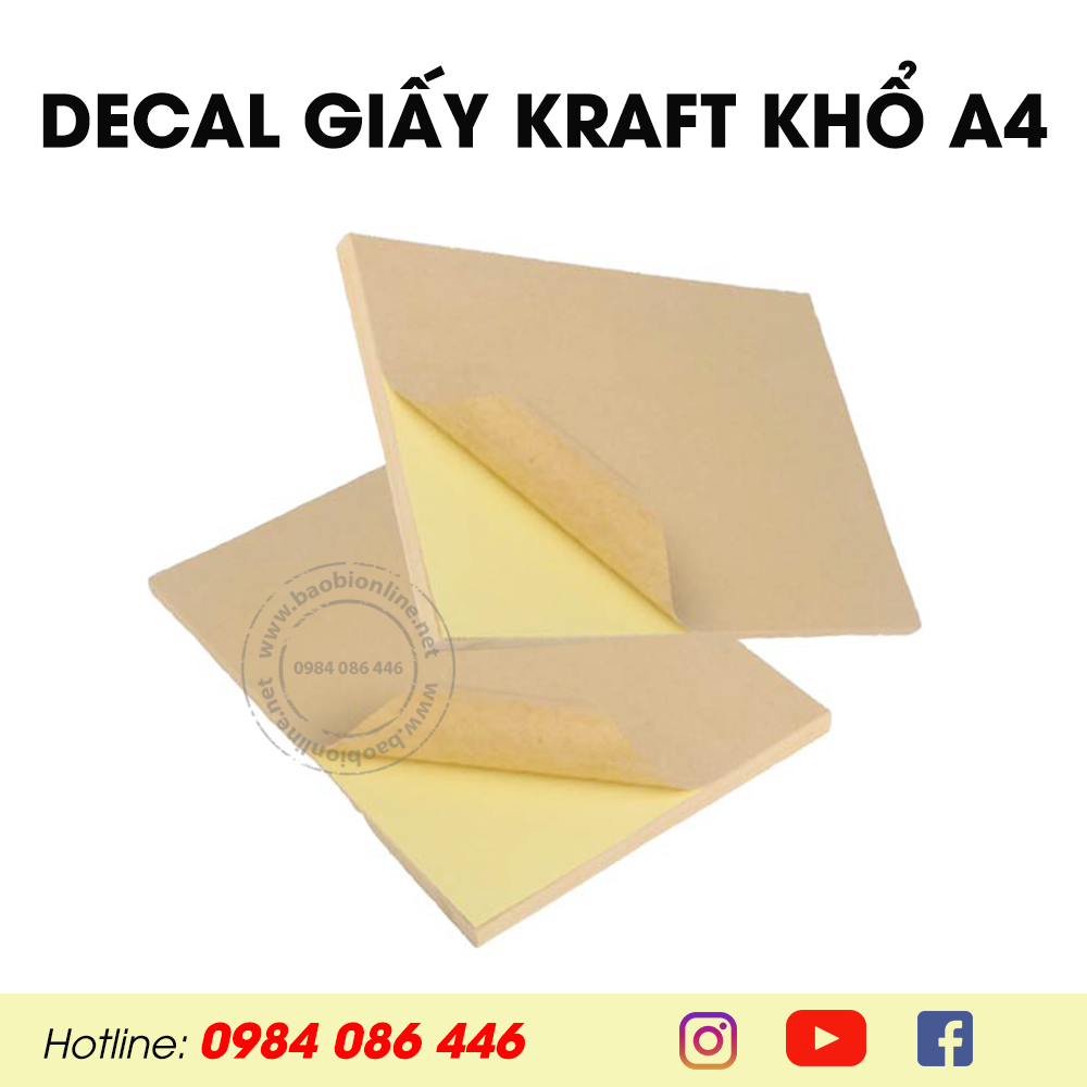 Xấp 100 tờ decal da bò / kraft a4 chỉ: 80.000đ - a5: 42.000đ - a6: 24.000đ / xấp