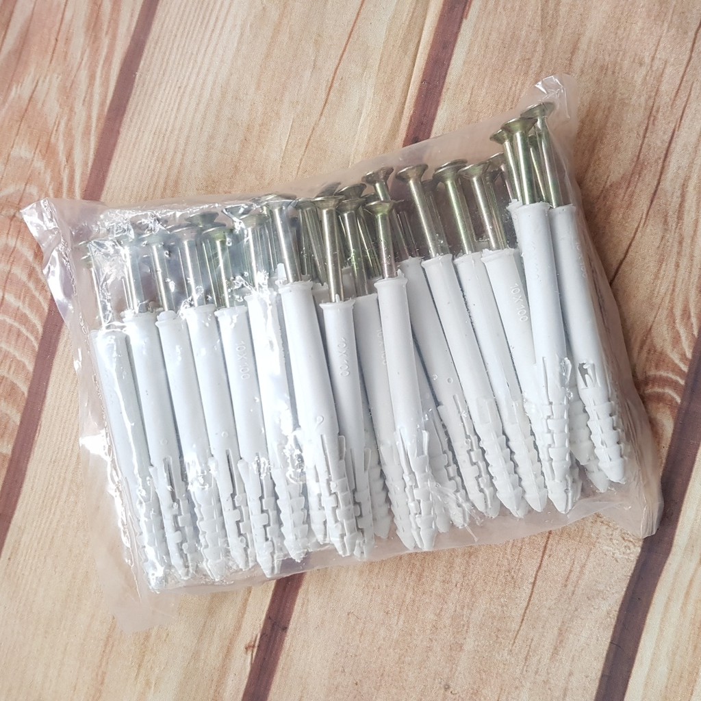 Túi 45 con vít 10x10 chất liệu inox kèm nở dùng lắp đặt khuôn cửa nhôm, cửa nhựa, cửa gỗ - Vít cửa thông minh dành cho các bác thợ