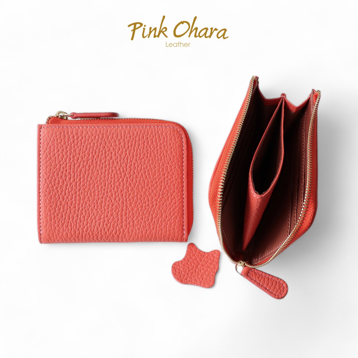 Ví mini đựng tiền thẻ pink ohara sora khóa kéo l