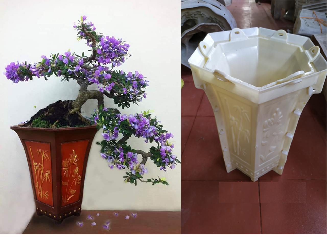 Khuôn chậu lục giác đứng rộng 35 cm cao 44 cm