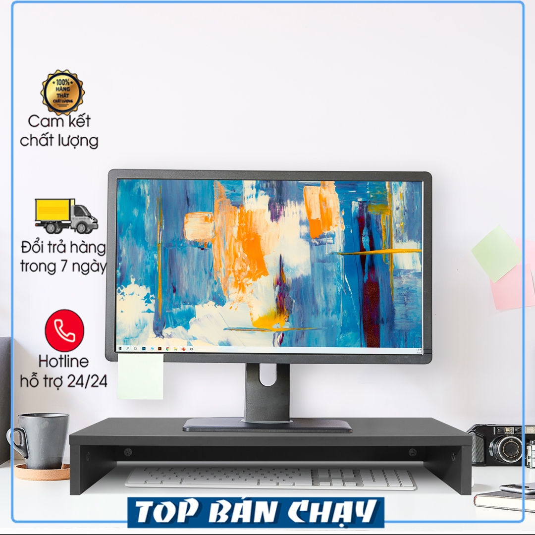 Kệ gỗ để máy tính màu trắng, đen/ Kệ để đồ decor nhỏ gọn/ Kệ để màn hình máy tính/ Kệ máy tính để bàn màu trắng, đen