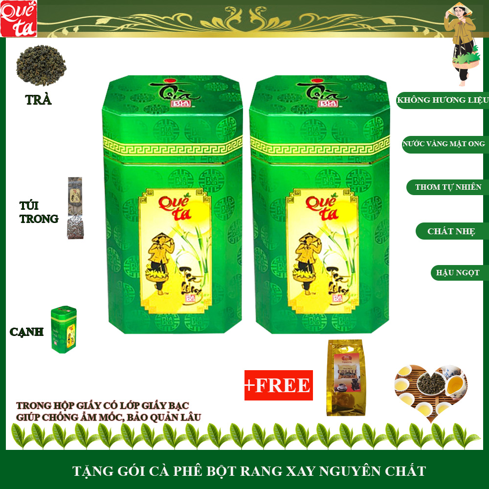 Trà ô long Quê Ta combo 2 hộp xanh, thơm ngon tự nhiên, nguyên chất, giúp giảm căng thẳng, tỉnh táo, giúp giảm cân, tăng chường hệ miễn dịch, phù hợp ATVSTP