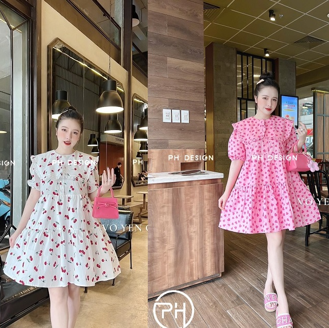 Váy babydoll cổ bèo xinh xắn