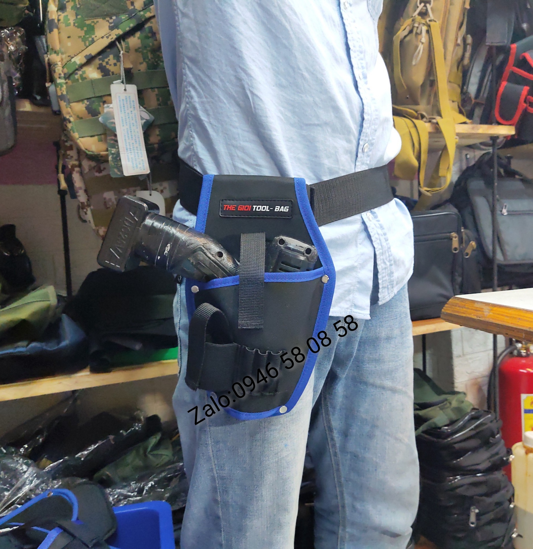 Túi đựng máy khoan pin đeo hông TGTB-Y2Blue cao cấp