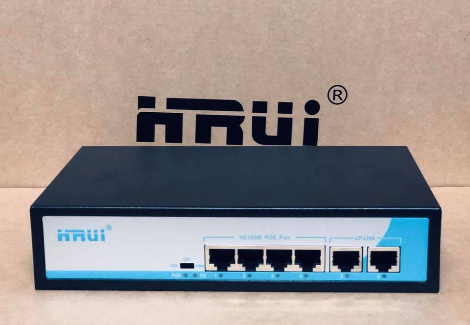 Switch POE HRUI HR901-AF-42N 4 Port hàng Chính Hãng, Switch POE 4 port hàng chuẩn HRUI bảo hành 2 năm