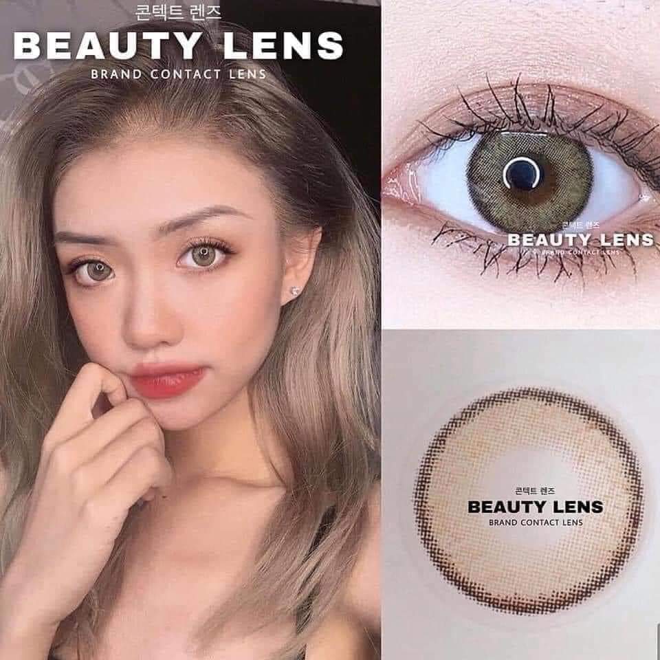 Combo Kính Áp Tròng Màu Xám 1 Năm Hàn Quốc + Ngâm Tặng Khay Gương Mini Dụng Cụ Kẹp Gắp, Contact Lens Vassen , cao cấp màu chuẩn lên hình (MS:1)