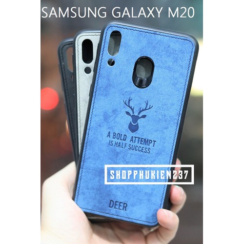 [HCM]Ốp Lưng Vải Jean Khắc Hình Nai Dành Cho Samsung Galaxy M20 Ốp Viền Dẻo Đen