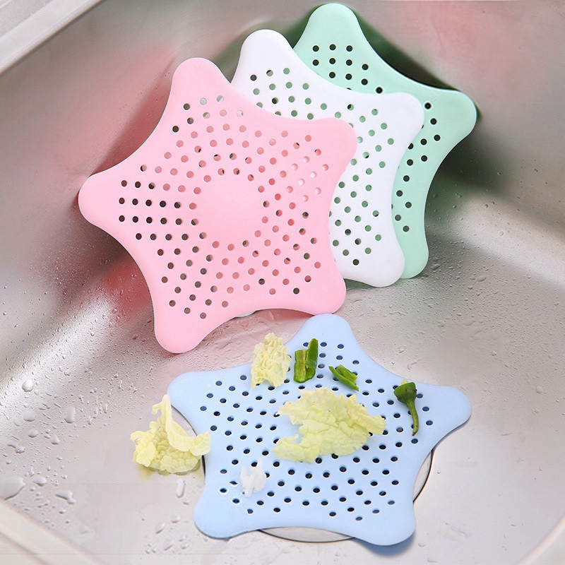 Miếng lọc rác chống tắc nghẽn cho bồn rửa tiện lợi - miếng lọc rác bồn rửa chén bằng silicon hình ngôi sao - lót ly silicon