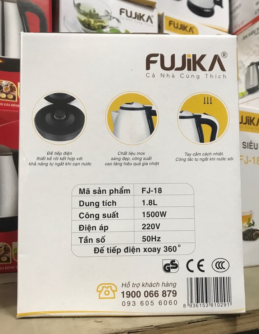 Ấm siêu tốc inox fujika fj-18
