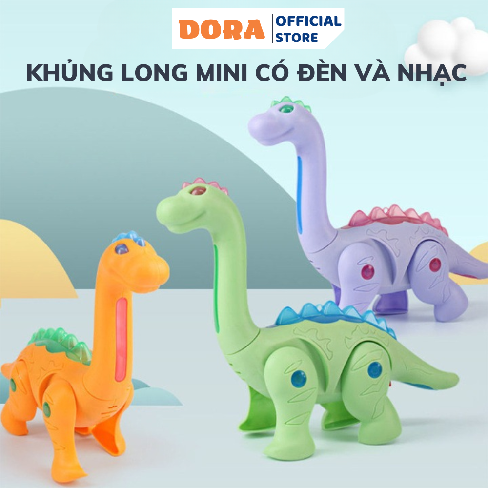 Đồ chơi khủng long mini dùng pin có nhạc và đèn led phát sáng cho bé
