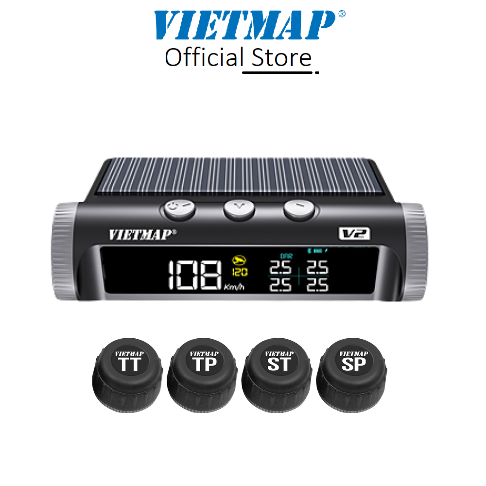 Cảm biến áp suất lốp Vietmap V2 tích hợp Cảnh báo tốc độ & Camera Giao thông - Hàng chính hãng