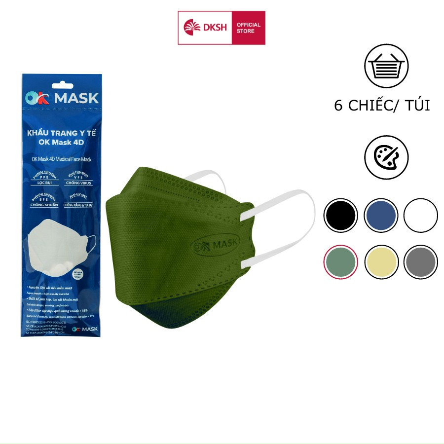 Khẩu Trang Y Tế OK Mask 4D Cao Cấp (DKSH phân phối) - Bịch 6 chiếc