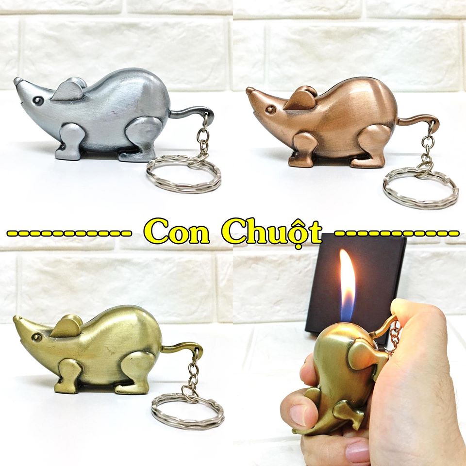 BẬT LỬA KIÊM MÓC KHÓA HÌNH CON CHUỘT - (XÀI GAS)