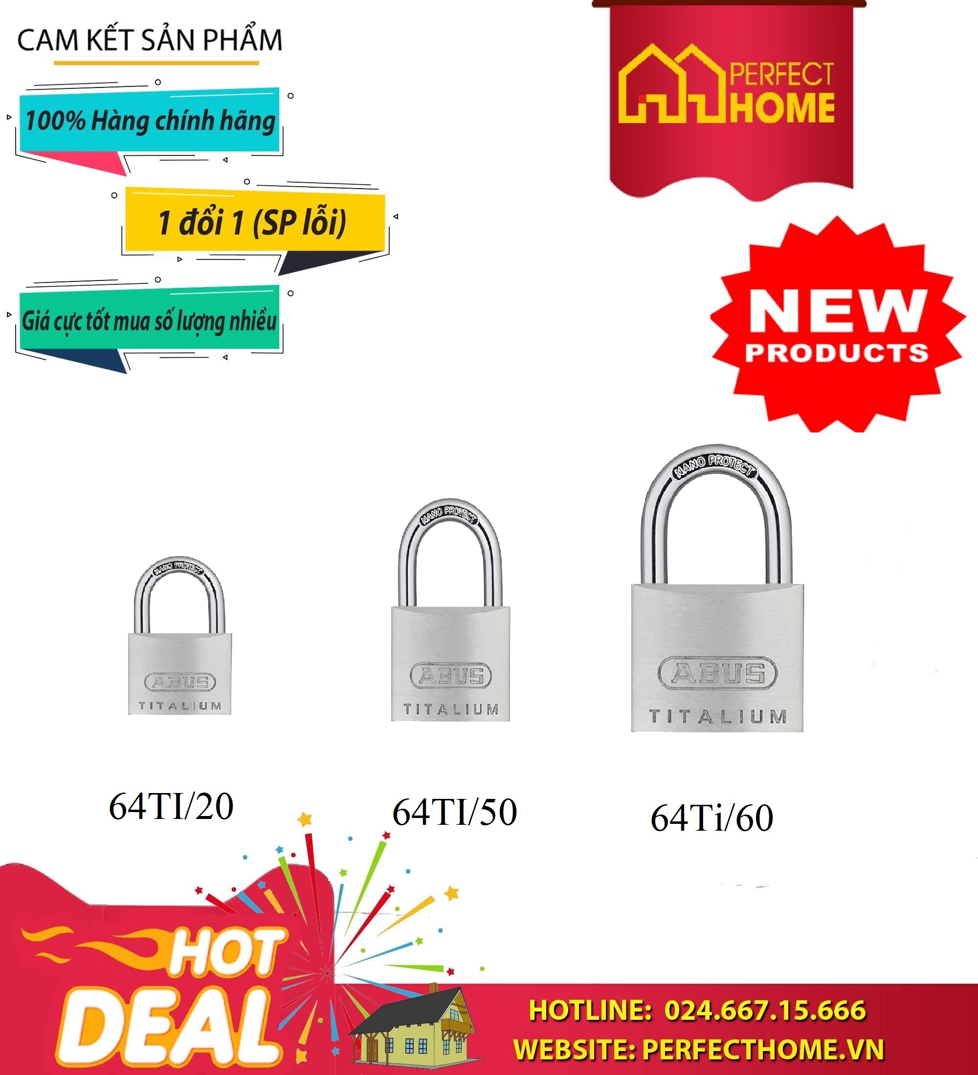 Khóa cầu abus 64ti/50, nhôm titan, 50mm