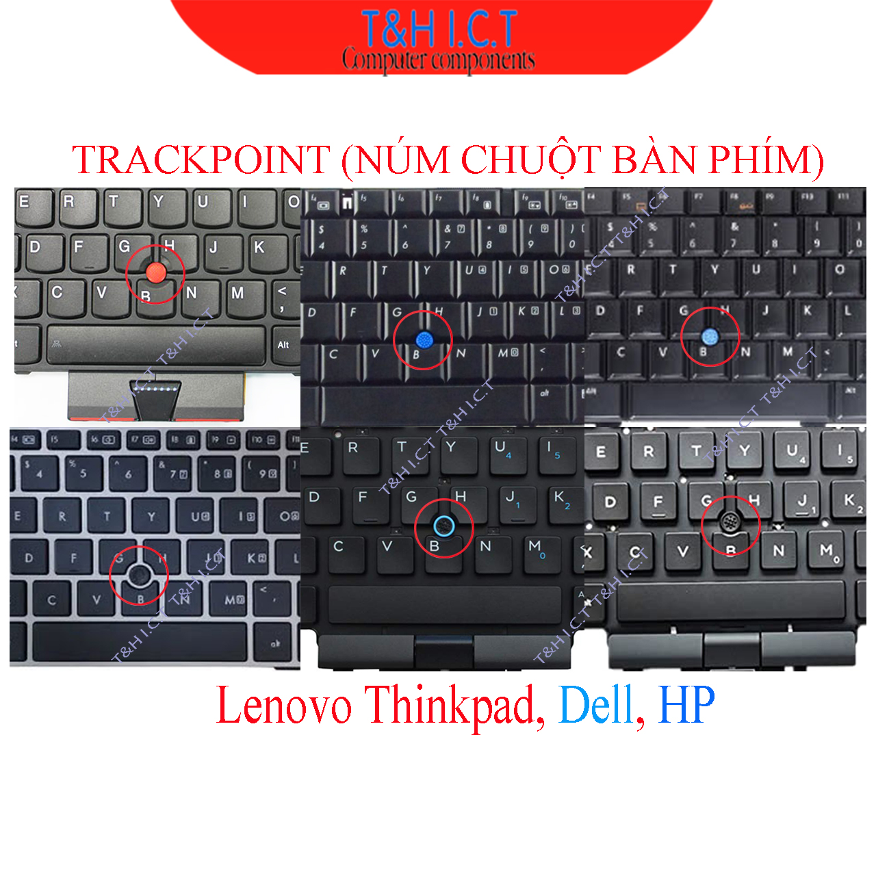 Núm chuột giữa bàn phím laptop Dell, HP, Lenovo bằng cao su - Trackpoint điều hướng chuột bàn phím