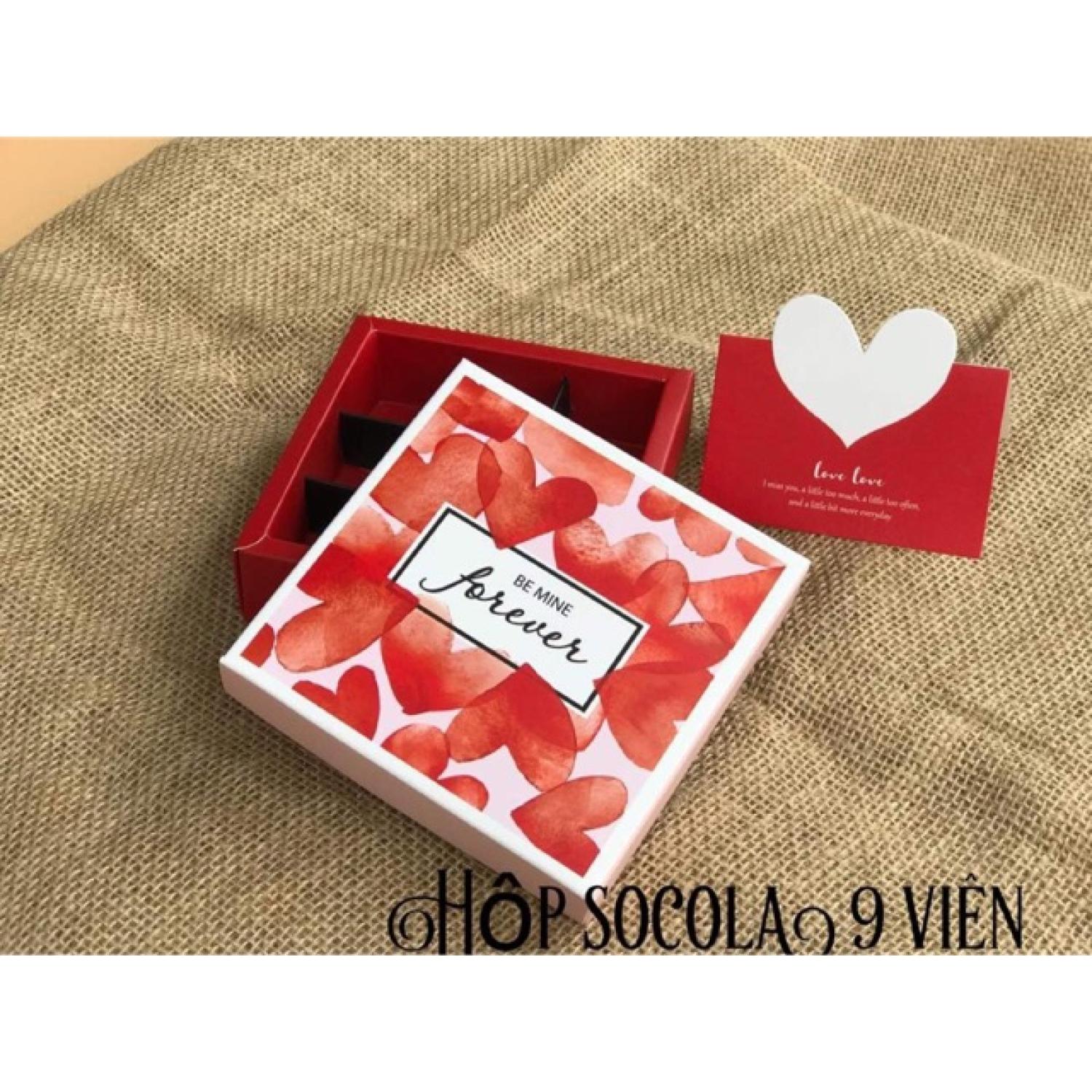 Hộp socola 9 viên tim đỏ