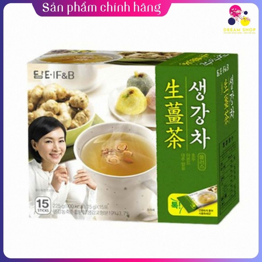Trà gừng Damtuh Hàn Quốc hộp 15 gói - 50 gói, dreamshopvietnam, giữ ấm, giảm đau bụng, giải cảm, ho