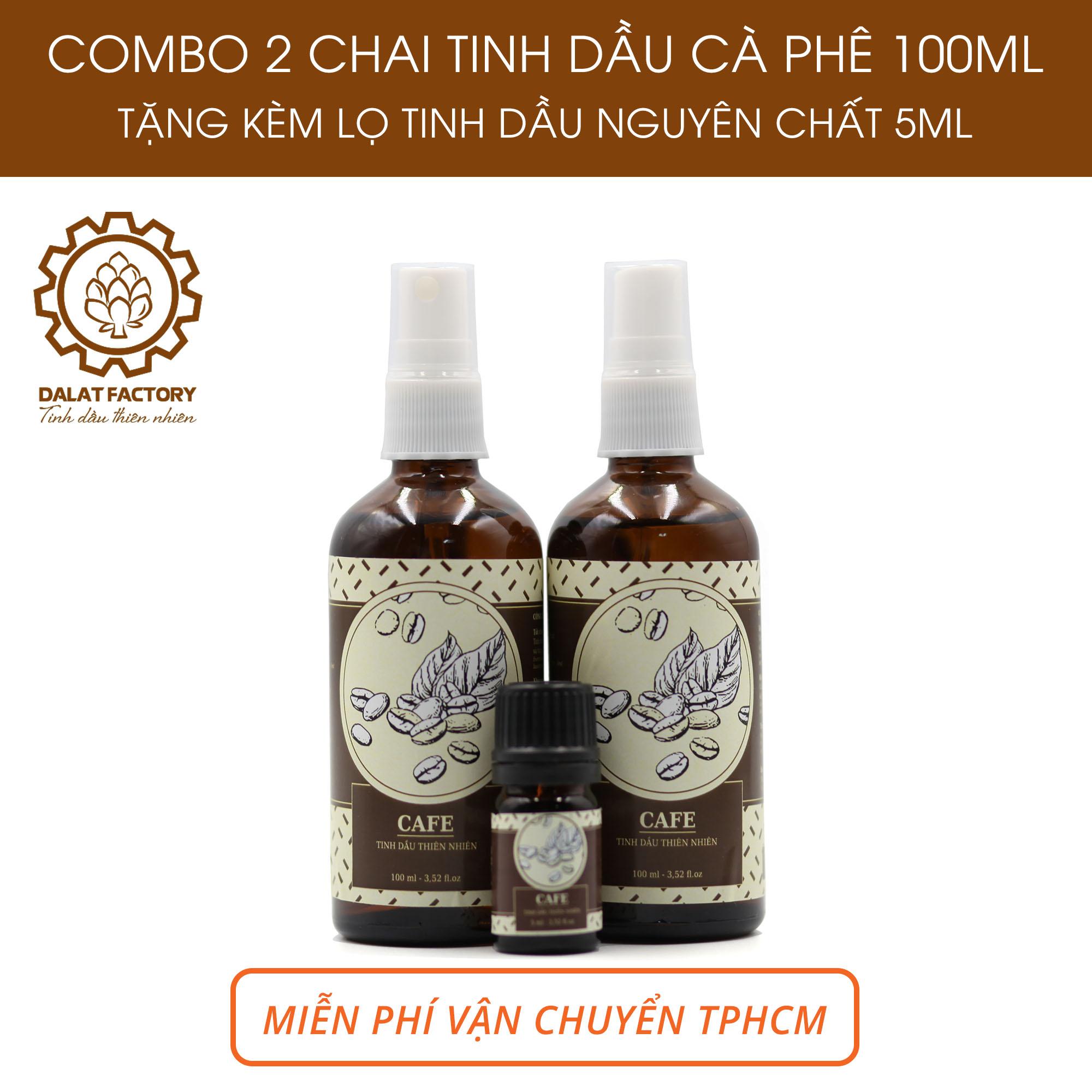 Tinh dầu muỗi, tinh dầu lọc khí, tinh dầu xe hơi, tinh dầu nhà vệ sinh, Combo 2 chai tinh dầu xịt hương Cà Phê 100ml - tinh dầu Dalat Factory