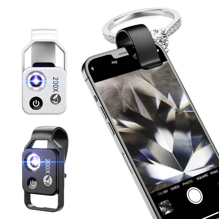 Portable Digital Microscope 200X Mini Digital Microscope with Universal Clip for Kids Adults Built-in LED Pocket Microscope for Phone Accessories useful