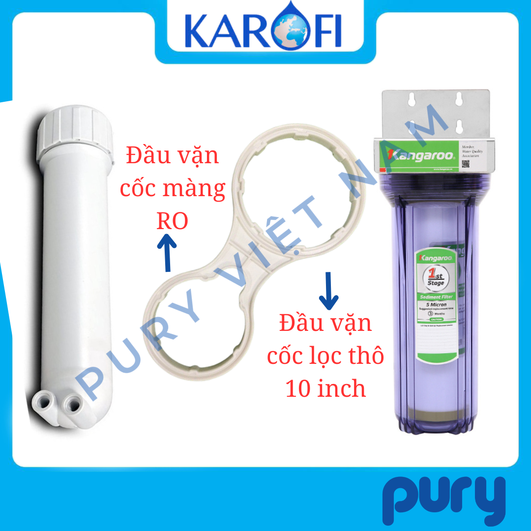 Tay vặn cốc lọc nước 10inch và màng lọc ro đa năng