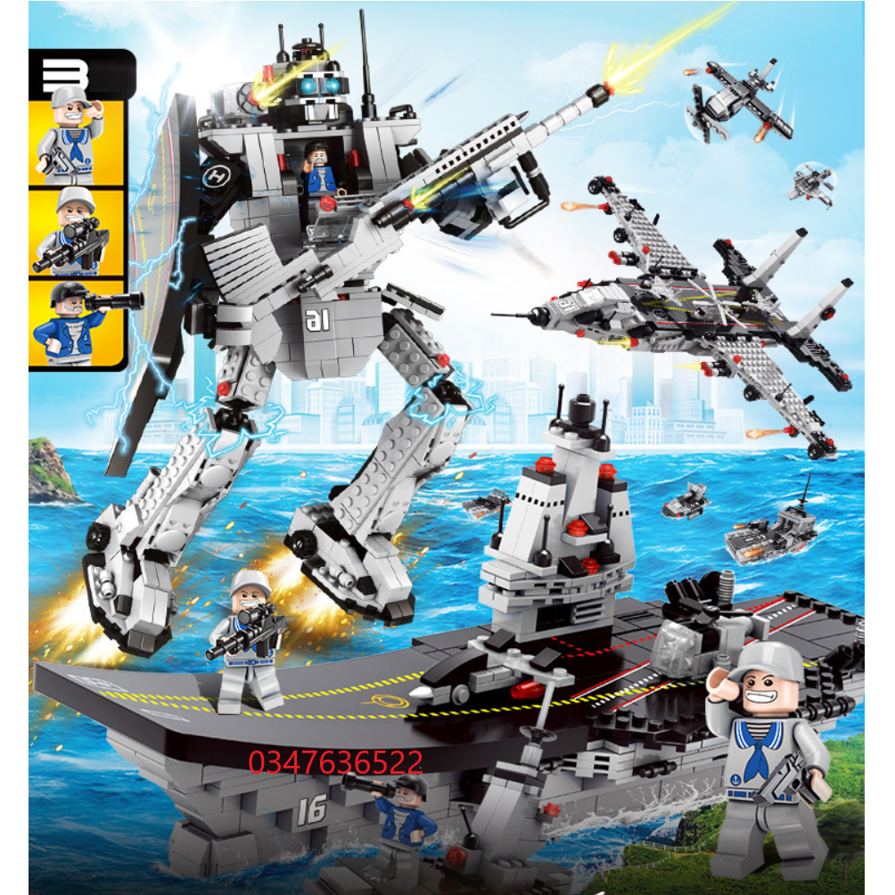 [Hoàn Tiền 10%][728 CHI TIẾT] Bộ Đồ Chơi Xếp Hình Chiến Hạm, ROBOT, Máy Bay, Tàu Sân Bay, Tàu Chiến - Hàng Chuẩn