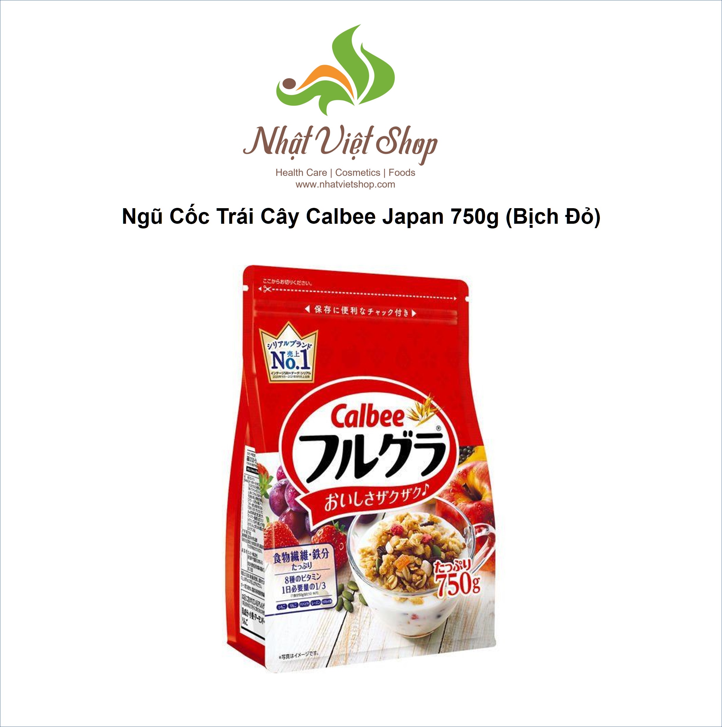 Ngũ cốc trái cây calbee nhật bịch đỏ 750g