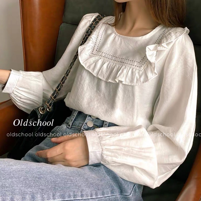 Áo babydoll viền chỉ ulzzang