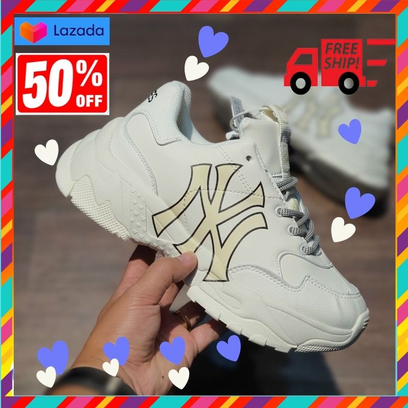 [ Giao hàng bình thường - Không lo Covid ] Giày sneaker Mlb Ny, Giầy Boston ,la thể thao Nam Nữ mẫu mới 2021 màu kem hàng Full Box