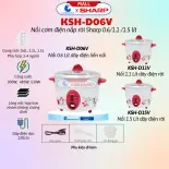 Nồi Cơm Điện Nắp Rời Sharp KSH-D06V 0.6 Lít - KSH-D11V / 1.1 Lít - KSH-D15V 1.5 Lít - Hàng chính hãng - Kiểu dáng trang nhã, Dung tích 0.6 lít, 3 chức năng nấu - Thiết kế nhỏ gọn, nhôm không chống dính
