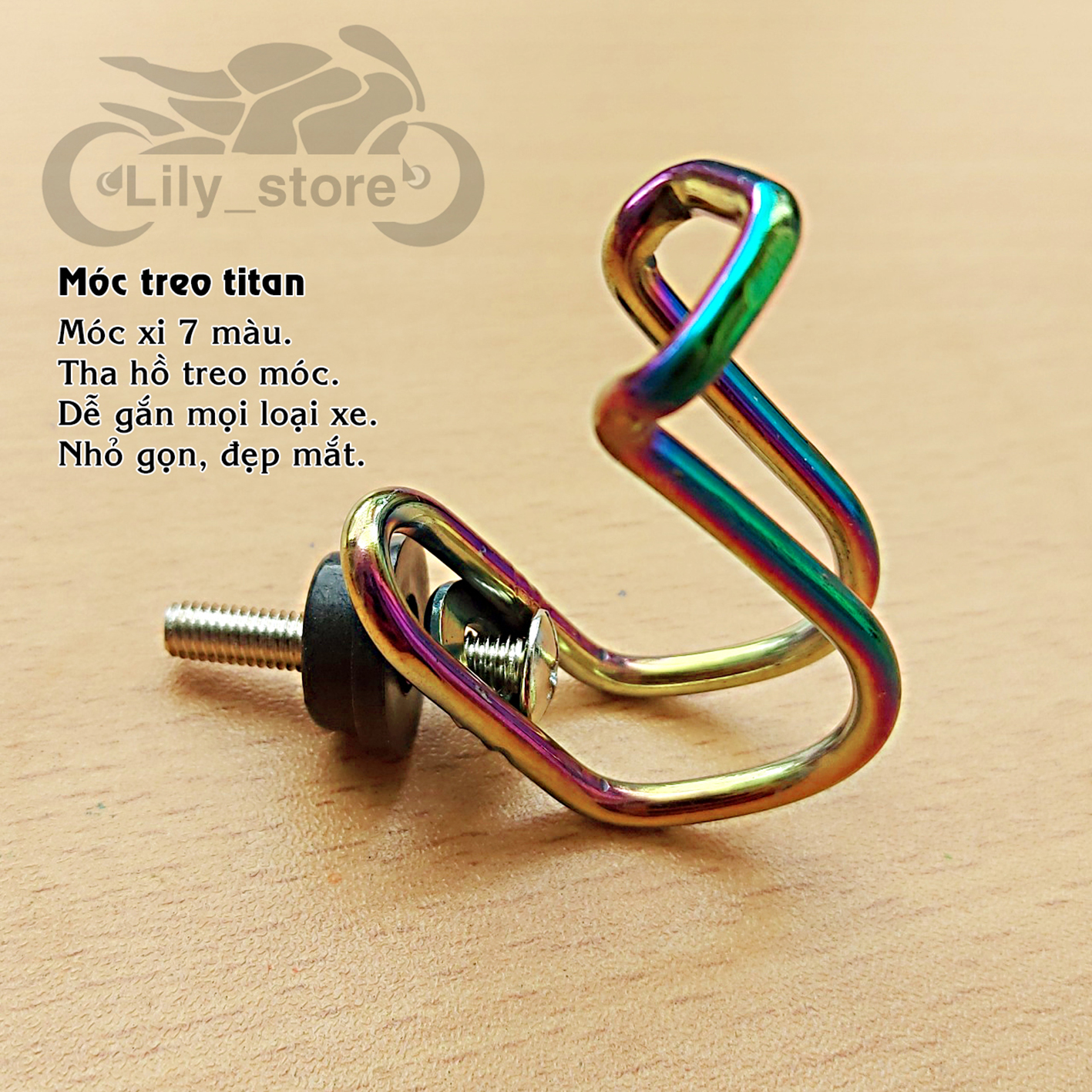 Móc Treo Đồ Xi Titan Cho Xe Máy lưỡi vịt