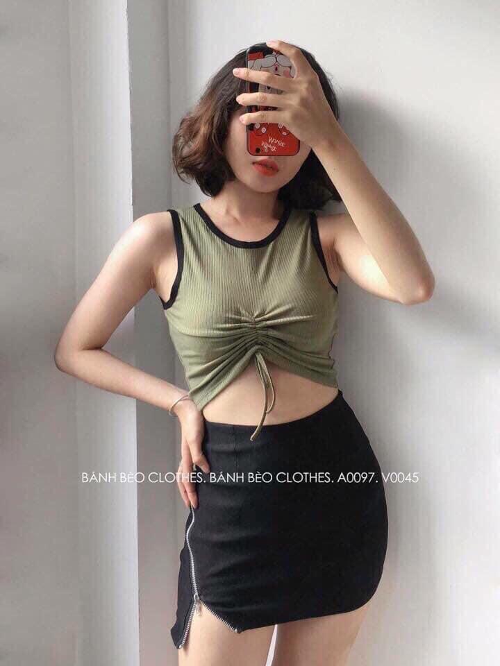 Áo croptop ruts dây thời trang đủ sie s-m-l