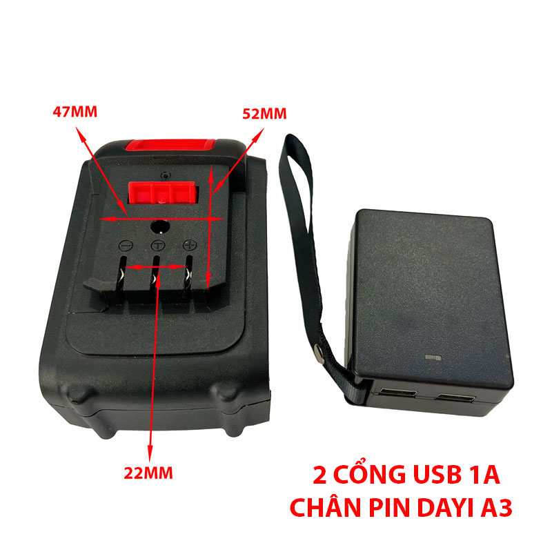Đế sạc điện thoại sử dụng chân pin dayi a3 2 cổng usb 1a