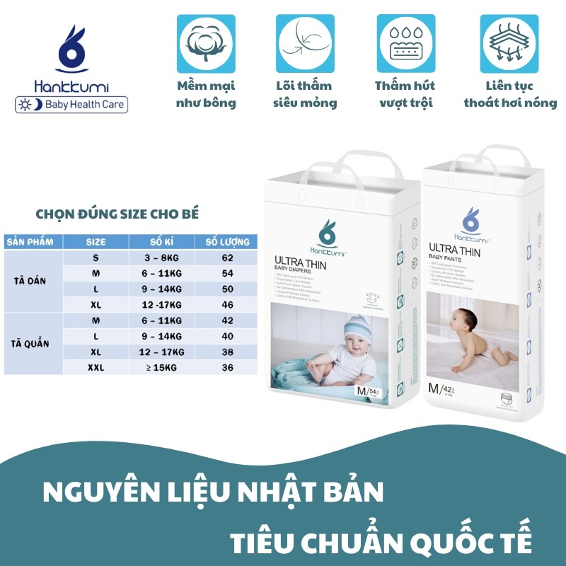 Tã dán/quần hankkumi nhật bản full size s-xxxl