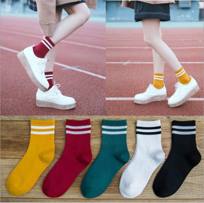 Set 10 đôi Tất Hàn bóng chày cổ cao cho các bạn nữ