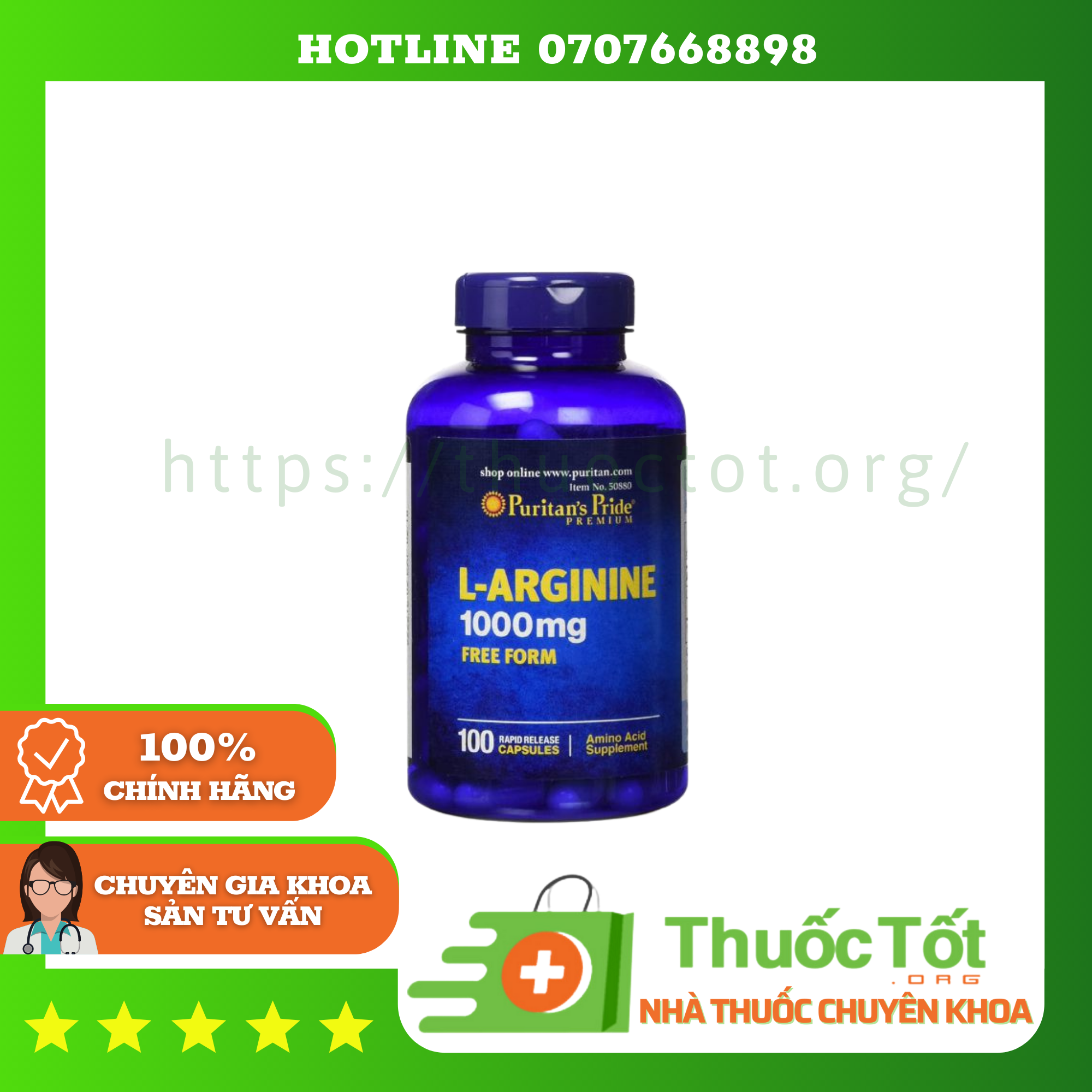 L-arginine 1000mg - Viên uống giải độc gan, cải thiện chức năng gan