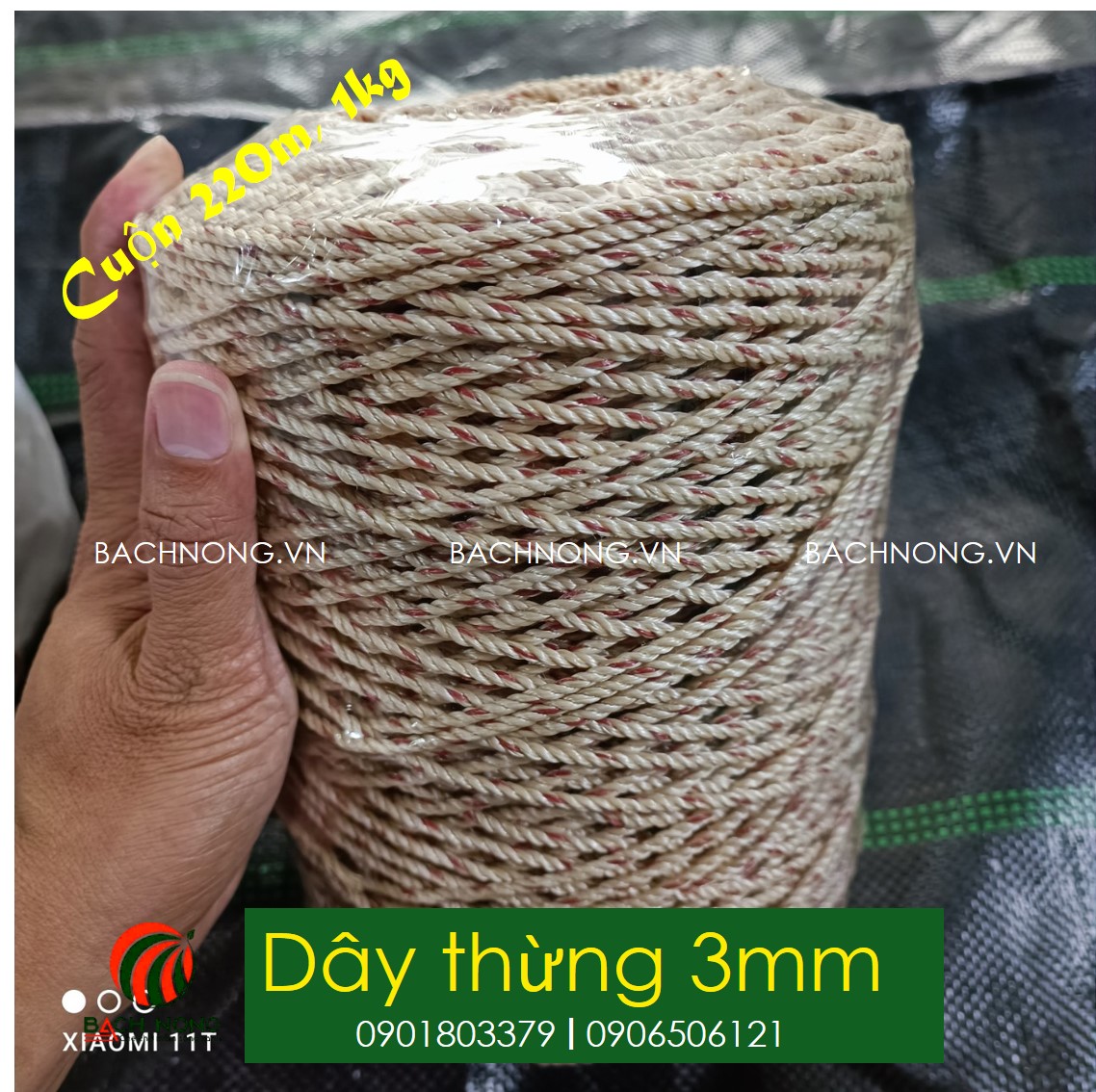 Dây bô dây thừng hiệu con gà Thái 3mm, Cuộn dài 220m ,Loại 1kg
