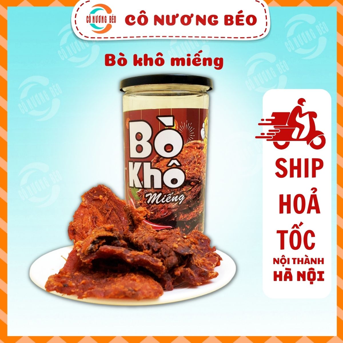 Bò Khô Miếng hũ 170g đồ ăn vặt ngon - đồ ăn vặt Cô nương béo