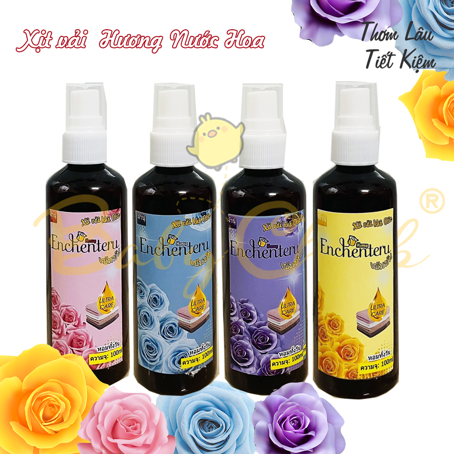 Combo 2 chai Xịt vải khô - hương Enchateur- xịt quần áo thơm ngát lưu hương suốt cả ngày 100ml - xả vải khô thái lan