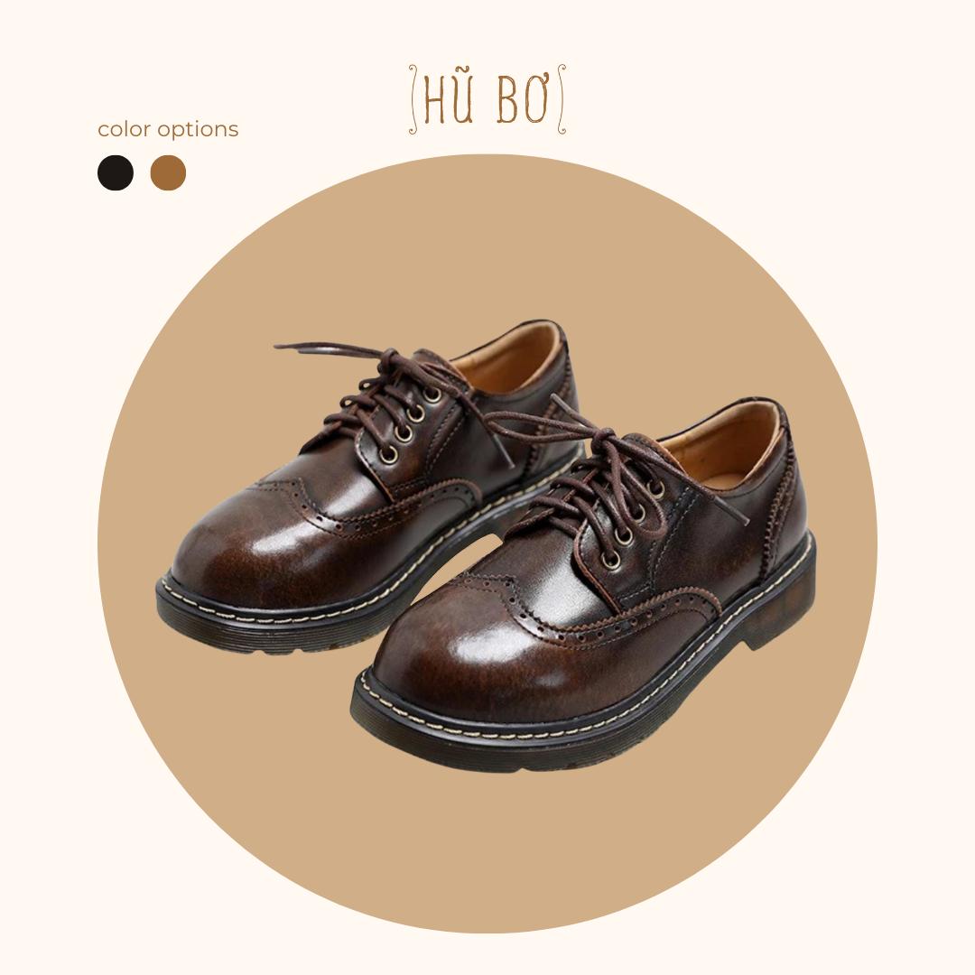 Brogue shoes - Giày da bò nữ phong cách vintage, retro