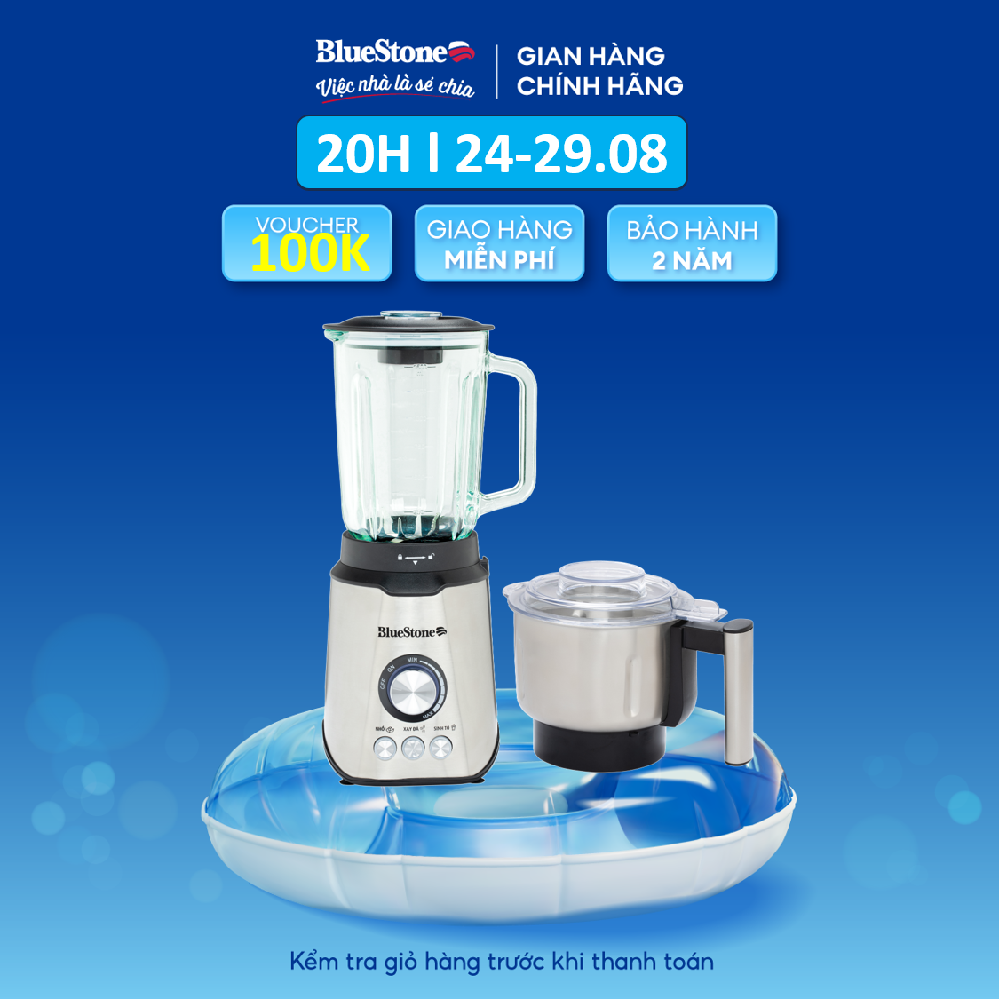 Máy Xay Sinh Tố Đa Năng BlueStone BLB-5339 - Công suất 800W - Dung tích 1,5 lít - Thân máy thép không gỉ - Lưỡi dao răng cưa 6 cánh - Xay được đá - Bảo hành 2 năm