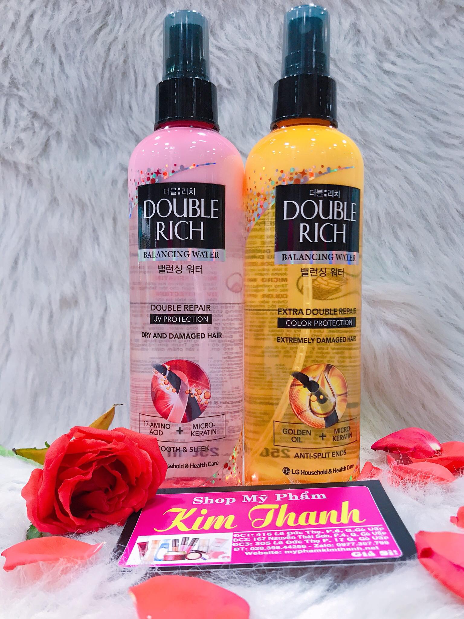 Double Rich Xịt dưỡng tóc chăm sóc tóc hư tổn ( hồng ) 250ml hương nước hoa