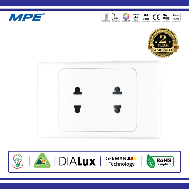 Ổ cắm đôi 2 chấu đế liền 16a a20 plus mpe